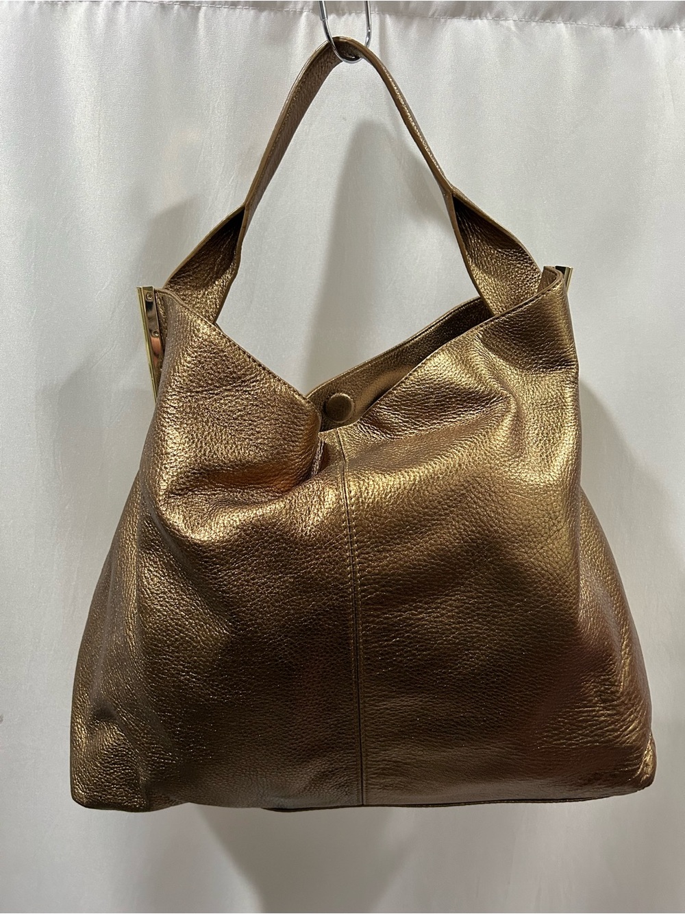 Vince Camuto Metallic Bronze Leather Hobo Shoulder Bag